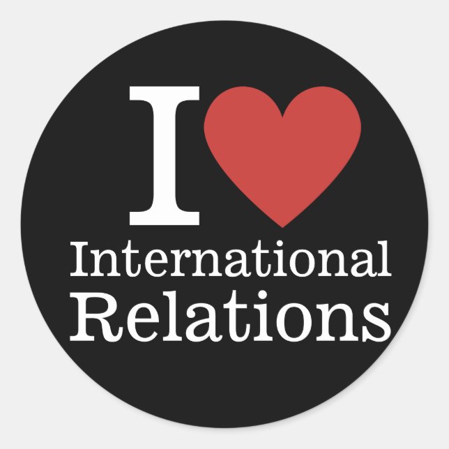 I ❤️ Internationale Beziehungen für Studierende/Fa Runder Aufkleber (Vorderseite)