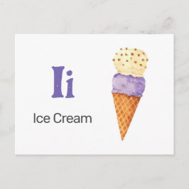 I is for Ice Cream - Alphabet Flash Card Postkarte