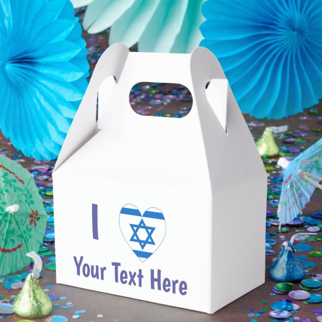 I (israelisches Flaggenherz) Ihr Text blau Geschenkschachtel (Party)
