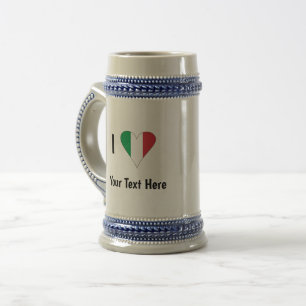 I (Italian Flag Heart Love) Your Text Bierglas