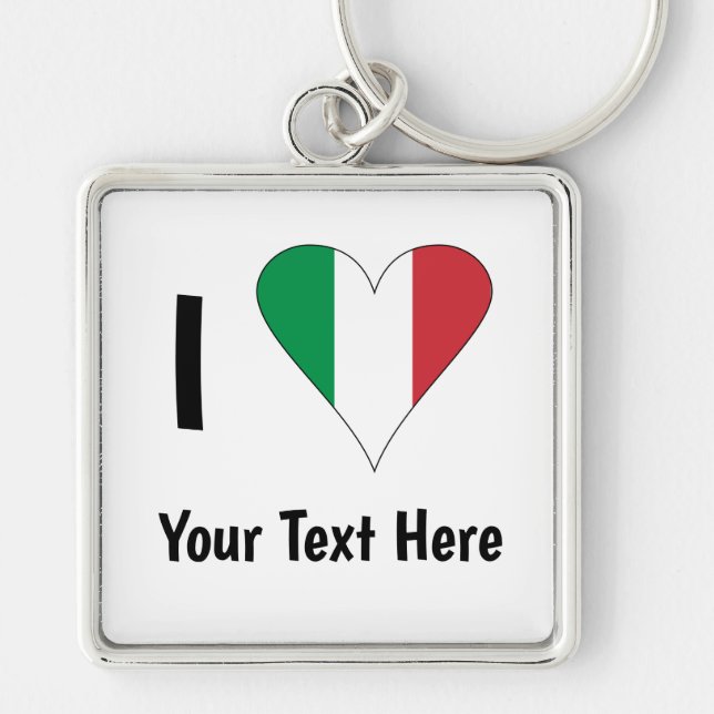 I (Italienische Flag Herzfrequenz-Liebe) Ihr Text Schlüsselanhänger (Vorne)