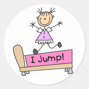 I Jump Strichfigur-Mädchen Stickers Sticker