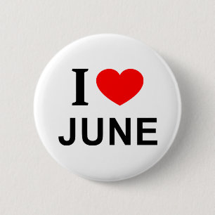 I ❤️ JUNE I LIEBE JUNE I HEART JUNE BUTTON