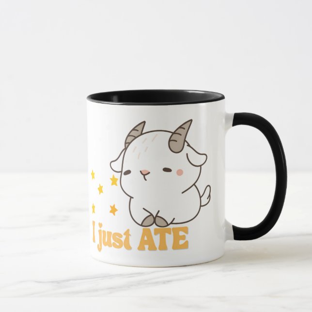 I Just Ate" Niedliche Ziege Kawaii Starry Snack Ti Tasse (Rechts)