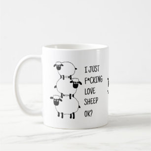 I just F*cking Liebe Sheep Ok, Sheep Lover Geschen Kaffeetasse