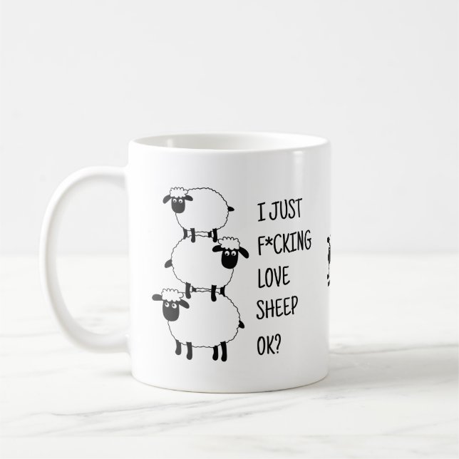 I just F*cking Liebe Sheep Ok, Sheep Lover Geschen Kaffeetasse (Links)