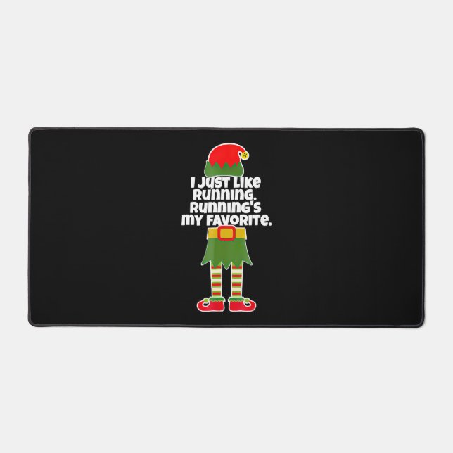 I Just Like to Run Running Runner Christmas Elf Schreibtischunterlage (Vorderseite)