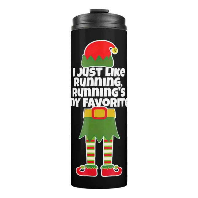 I Just Like to Run Running Runner Christmas Elf Thermosbecher (Vorderseite)