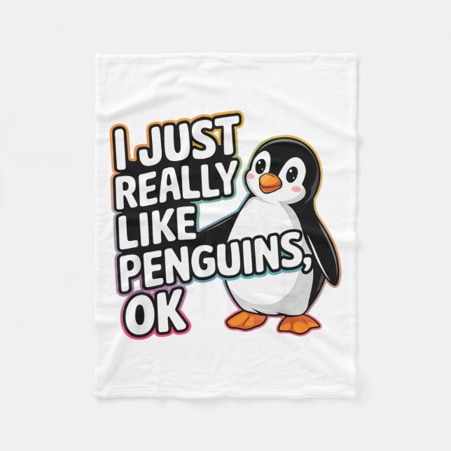 I Just Really Like Penguins Ok Funny Design  Fleecedecke (Vorderseite)
