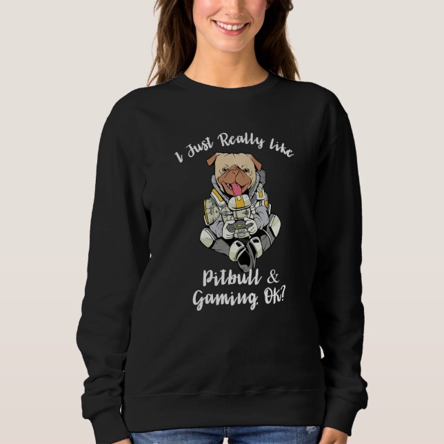 I Just Really Like Pitbull & Gaming, OK Funny Pitb Sweatshirt (Vorderseite)