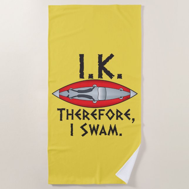 I.K. Deshalb schwamm ich Funny Kayaker Strandtuch (Vorderseite)