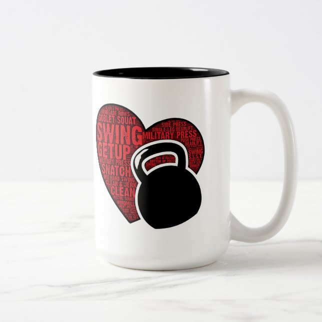 I KAFFEE-TASSE DER LIEBE-KETTLEBELL ZWEIFARBIGE TASSE (Rechts)