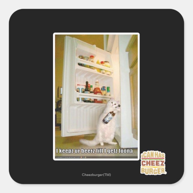 I keepz ur beerz quadratischer aufkleber (Vorderseite)