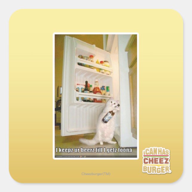 I keepz ur beerz quadratischer aufkleber (Vorderseite)