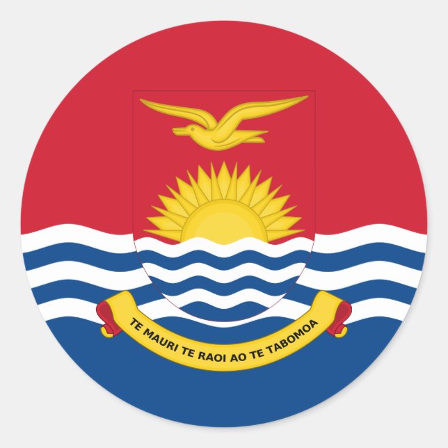 I-Kiribati-Flagge und -Wappen, Flagge Kiribatis Runder Aufkleber (Vorderseite)