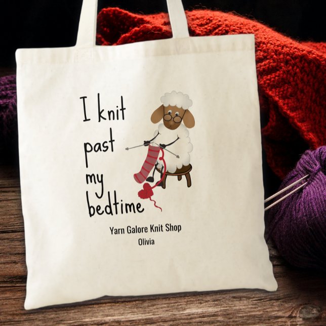 I Knit Past My Bedtime Sheep Knitting Lovers Tragetasche (Von Creator hochgeladen)
