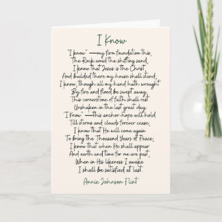 "I Know" Annie Johnson Flint Poetry Carte de voeux