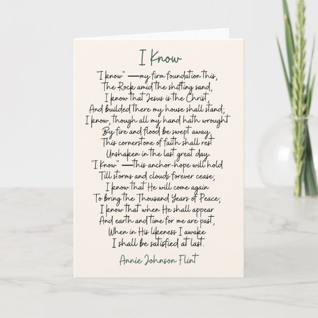 "I Know" Annie Johnson Flint Poetry Grußkarte Karte (Vorderseite)