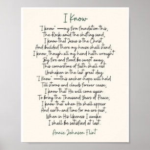 "I Know" Annie Johnson Flint Value Poster (Matte)