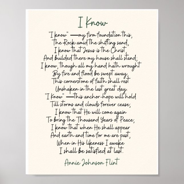 "I Know" Annie Johnson Flint Value Poster (Matte) (Devant)