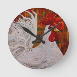 I Know I am Lovely White Rooster Runde Wanduhr