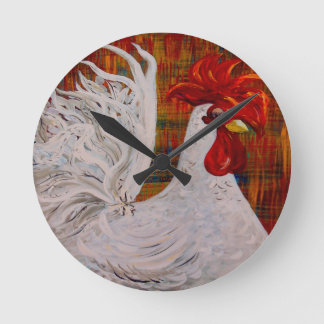 I Know I am Lovely White Rooster Runde Wanduhr
