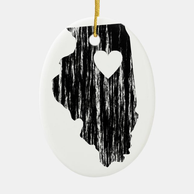 I Kontur-Staats-Liebe Herz-Illinois Grunge Keramikornament (Vorne)