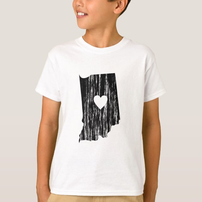 I Kontur-Staats-Liebe Herz-Indianas Grunge T-Shirt (Vorderseite)