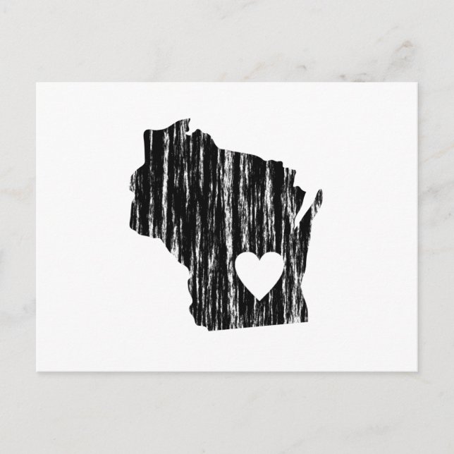 I Kontur-Staats-Liebe Herz-Wisconsins Grunge Postkarte (Vorderseite)
