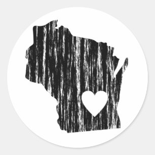 I Kontur-Staats-Liebe Herz-Wisconsins Grunge Runder Aufkleber