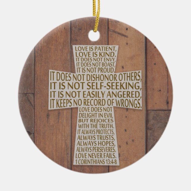 I Korinther 13 Lieben Kapitel Kreuz Rustikal Keramik Ornament (Vorne)