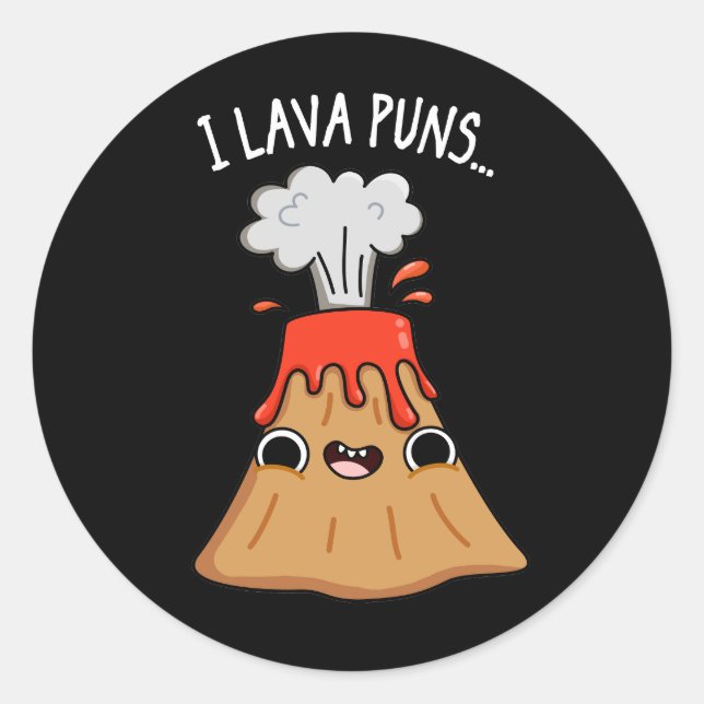 I Lava Puns Funny Geology Volcano Pun Dark BG Runder Aufkleber (Vorderseite)
