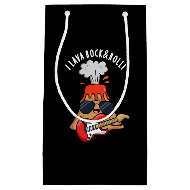 I Lava Rock and Roll Funny Volcano Pun Dark BG Kleine Geschenktüte (Vorderseite)