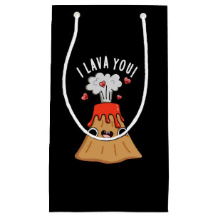 I Lava You Funny Volcano Pun Dark BG Kleine Geschenktüte