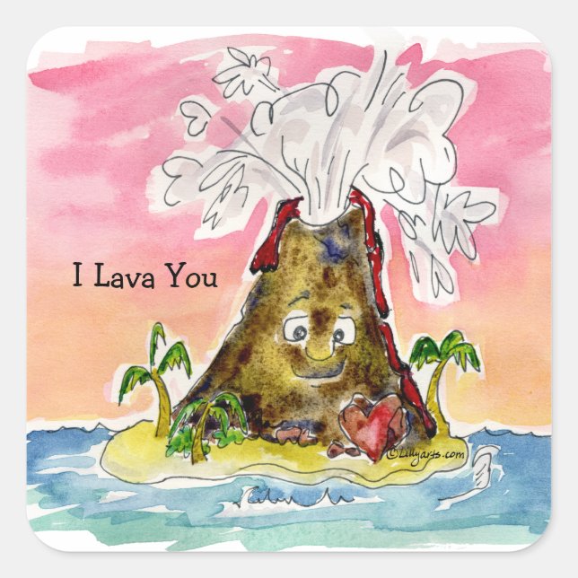 I Lava You Quadratischer Aufkleber (Vorderseite)