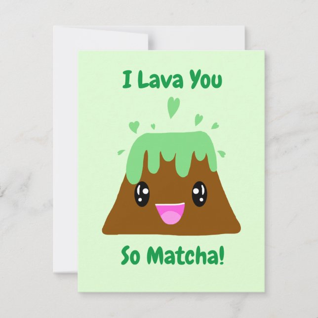 I Lava You So Matcha Kawaii Green Tee Liebe Dankeskarte (Vorderseite)