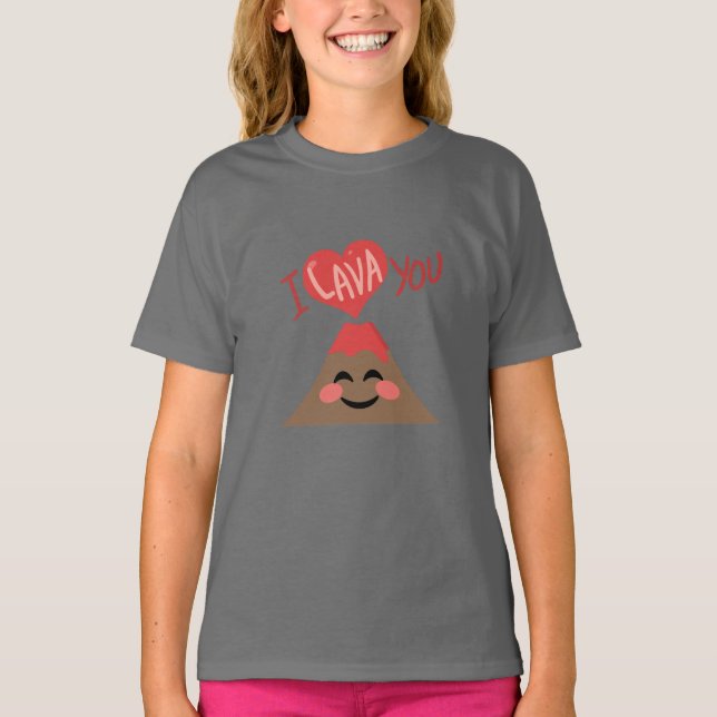 I Lava You Volcano Herz Sweet Pun Shirt (Vorderseite)