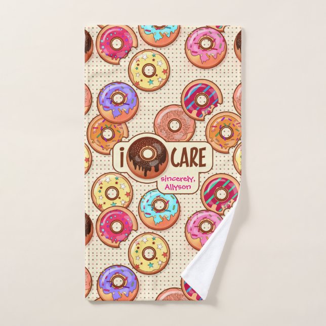 I le bonbon drôle mignon à beignet de soin de (Serviette à main)