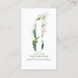 I Letter Monogram Gold Greenerity Blätter Elegant Visitenkarte