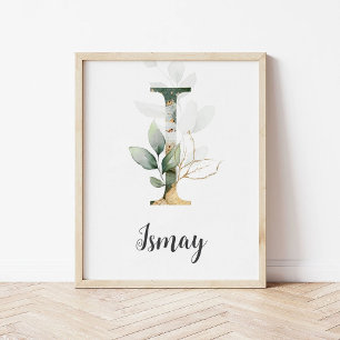 I Letter Monogram Greenerity Kinderzimmer Name Wal Poster