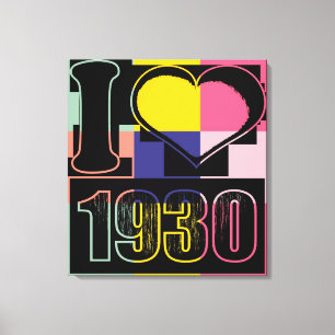 I Liebe 1930 - Pop Art Wrapped Canvas Leinwanddruck