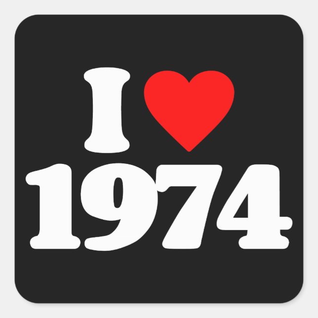 I LIEBE 1974 QUADRATISCHER AUFKLEBER (Vorderseite)