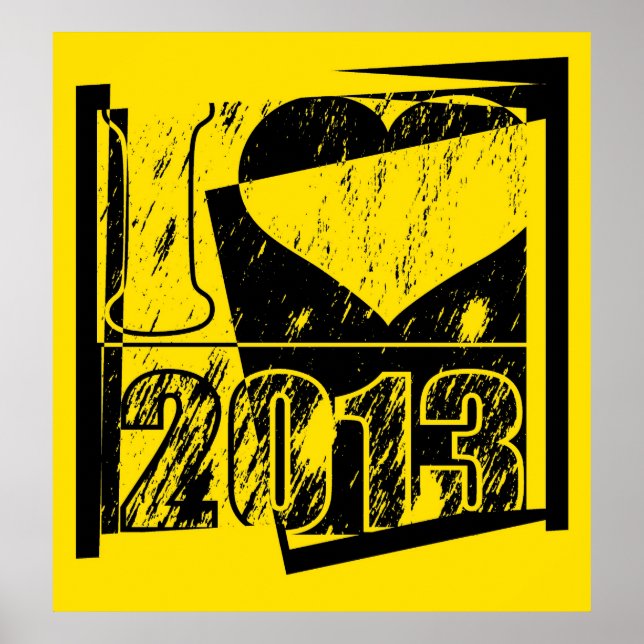 I Liebe 2013 - Schwarz-Gelb-Pop-Kunstposter Poster (Vorne)