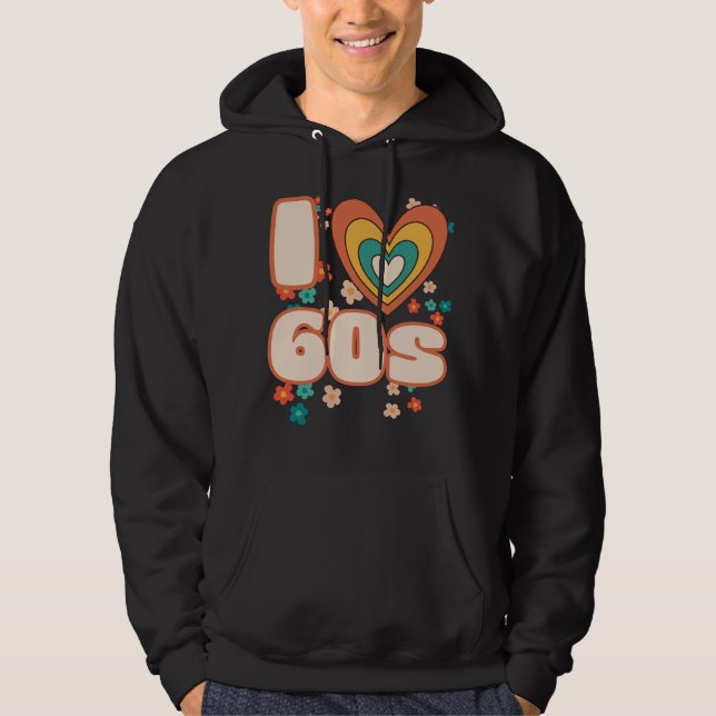 I LIEBE 60er Groovy Retro Hoodie (Vorderseite)
