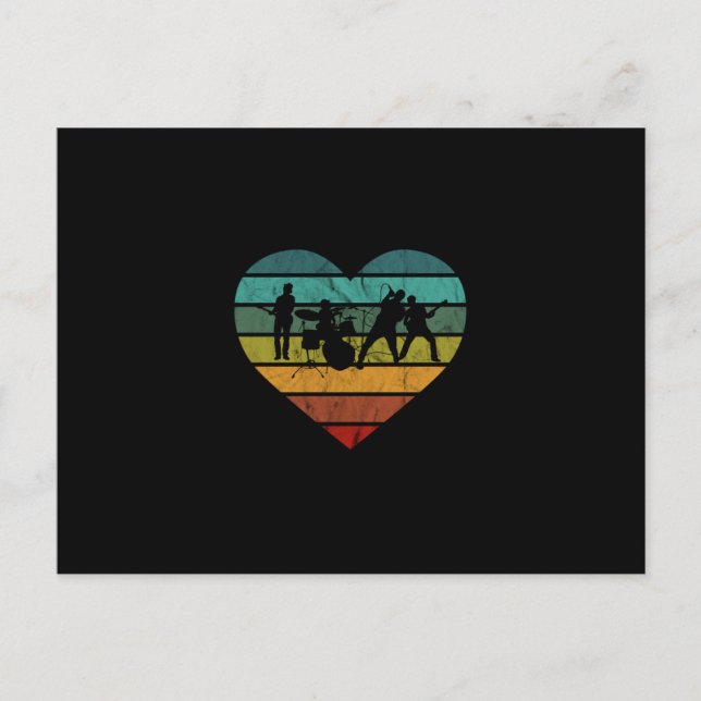 I Liebe 70er Music Band Vintag Herzstück Postkarte (Vorderseite)