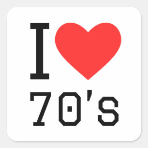 I LIEBE 70ER QUADRATISCHER AUFKLEBER