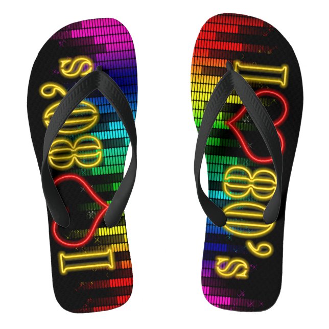 I Liebe 80er Jahre Musik Flip Flops (Fußbett)