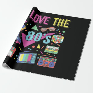 I Liebe 80er Kleidung für Frauen und Männer Part Geschenkpapier