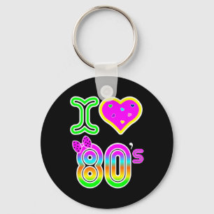 I Liebe 80er Shirt - Retro Neon Kostüm Halloween Schlüsselanhänger