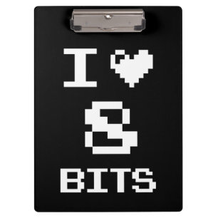 I Liebe 8 Bits, Gamer Geek Design Klemmbrett